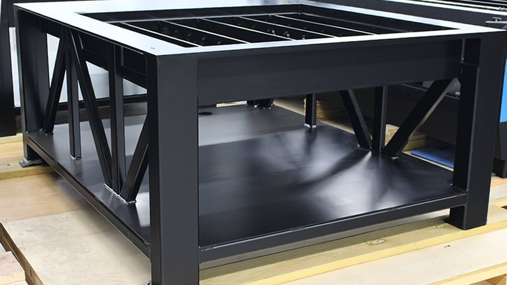 welded steel laser table frame