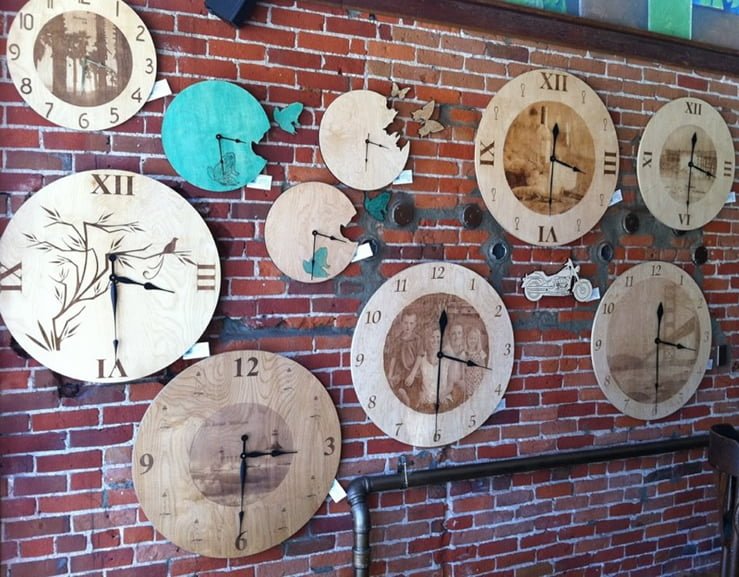 laser cut wood clocks