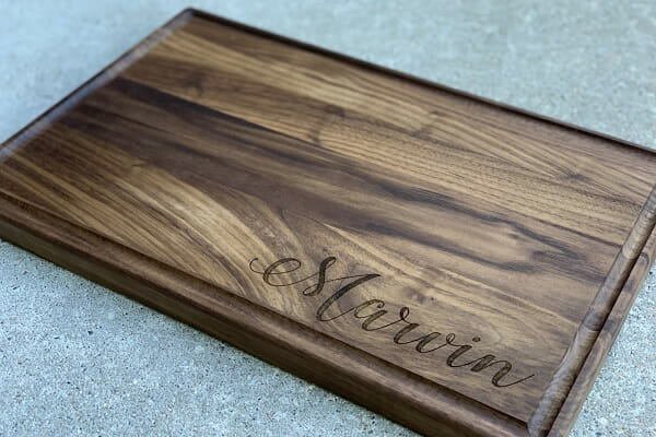 cutting board laser engraved